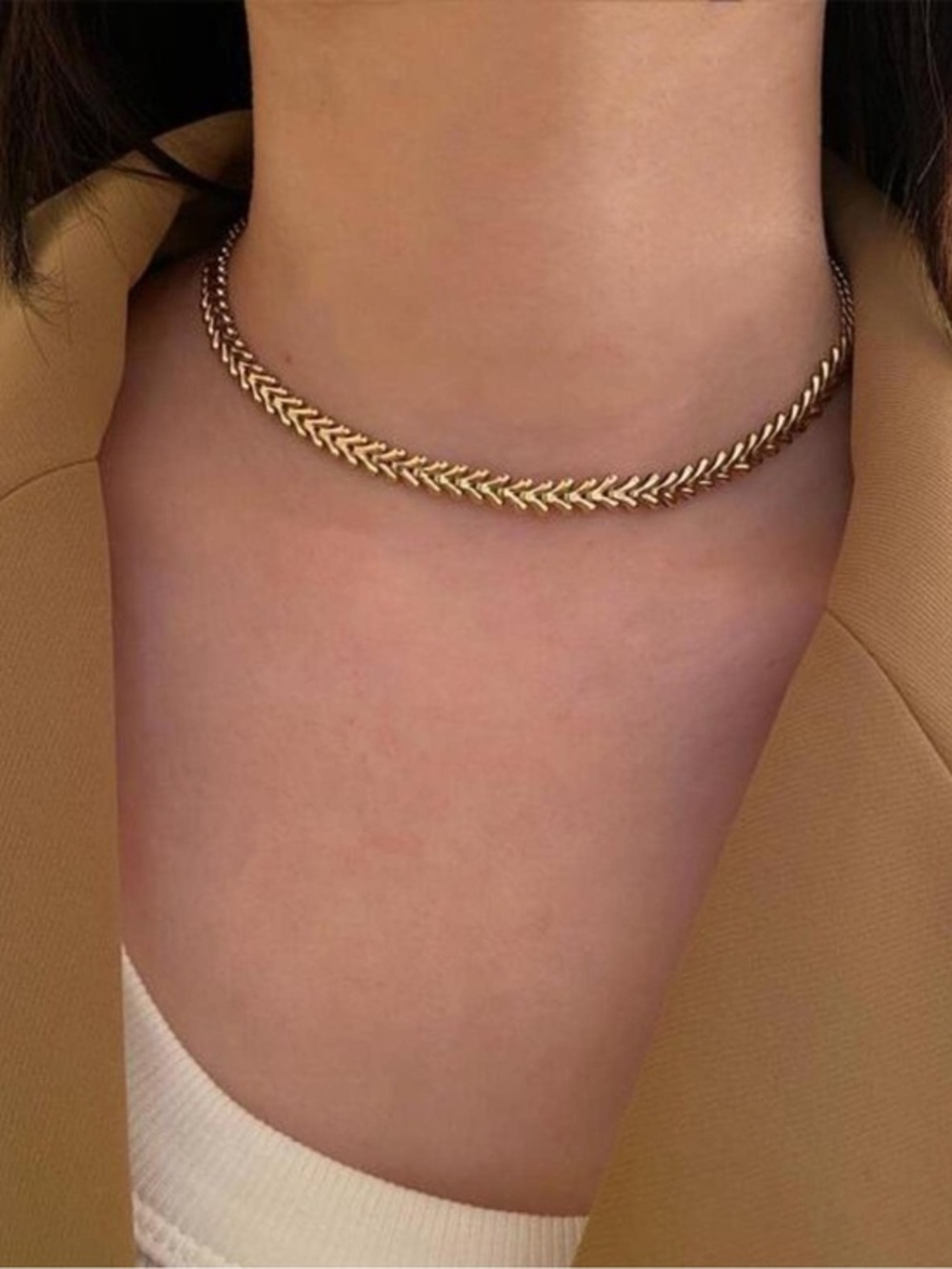 18k Gold Plated Fishbone Necklace